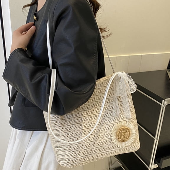 MOKKHNB Stylish Beach Tote Bag, Fashionable Straw Handbag for , Lightweight and 1 Piece