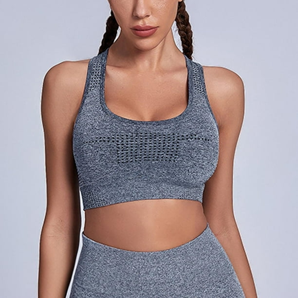 Womens Sports Bra Workout Crop Top Breathable Padded Yoga Gym Tank  Sleeveless Running Shirts for Women
