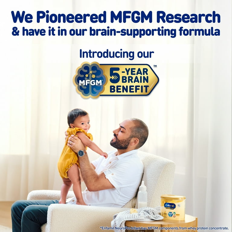 Enfamil NeuroPro Baby Formula, Milk-Based Infant Nutrition, MFGM* 5-Year Benefit, Expert-Recommended Brain-Building Omega-3 DHA, Exclusive HuMO6 Immune Blend, Non-GMO, 28.3 oz​