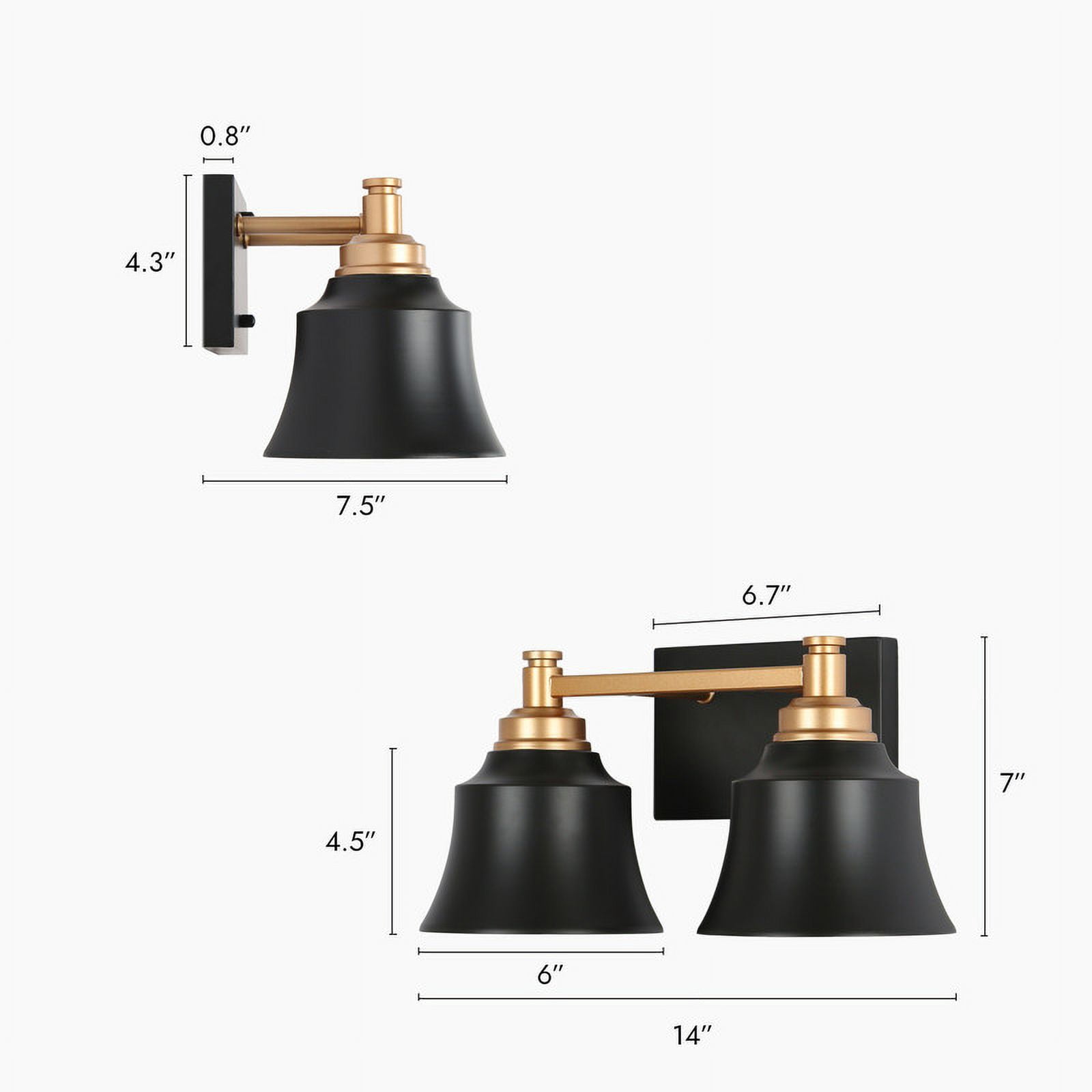 LNC Phapricornus 14-in 2-Light Matte Black LED Industrial Vanity Light Bar
