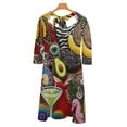 thumbnail image 6 of Beaded Art Vibrant Colorful Fun Women's Fall Dresses Casual Loose Flowy Swing Shift Dress, 6 of 9