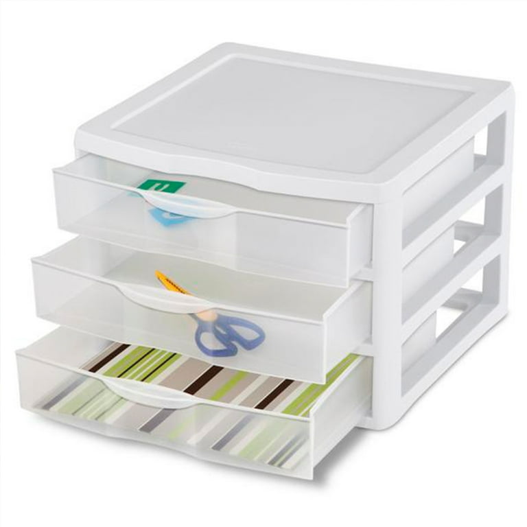 Sterilite Clear Plastic Stackable Small 3 Drawer Storage System