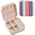 thumbnail image 2 of GZHJMY PU Leather Jewelry Box, Usa Stripes Travel Jewelry Case Portable Jewelry Organizer Storage Holder Boxes for Women Girls for Necklace Bracelet Earrings Rings, 2 of 7