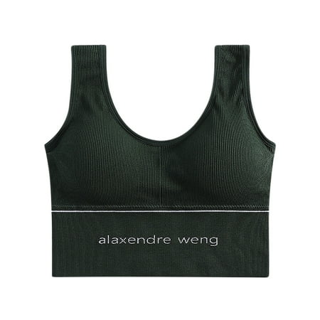 Juslio Minimizer Bras for Women Athletic Wirefree Vest Solid Yoga Bra