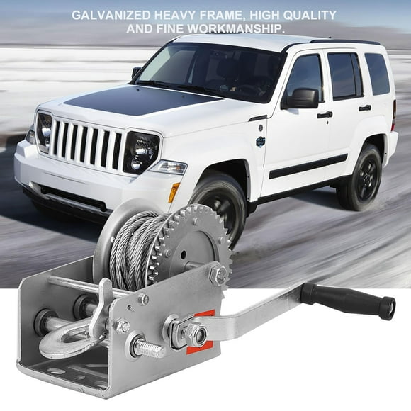 Heavy Duty Hand Winch Puller 2500lbs with Steel Wire Rope for Smooth Action, Weather Resistance, Portability and Durability