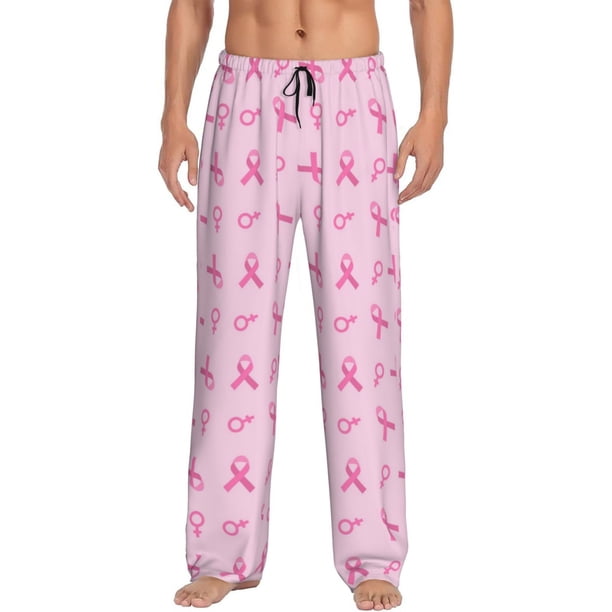 Balery Breast Cancer Awareness 1 Pantalones de pijama para hombre, pijama ultraligero, pantalón de descanso-Large