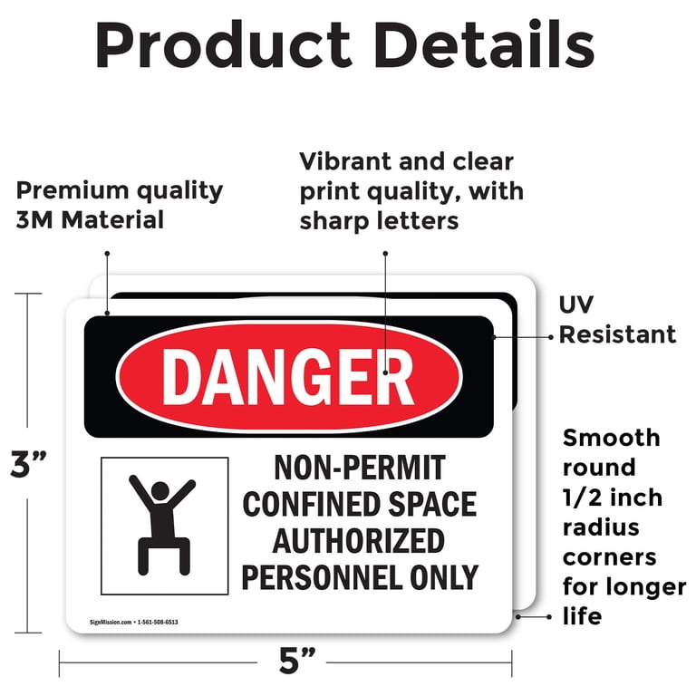 ANSI Safety Label - Danger - Confined Space - Authorized Personnel ANSI Safety Label - Danger - Confined Space - Authorized Personnel
