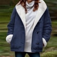 thumbnail image 2 of Womens Sherpa Fleece Lined Jacket Plus Size Winter Warm Coat Parka Faux Suede Pea Coat Outerwear with Pockets, 2 of 5