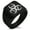 Black, variant on Stainless Steel Zombie Skull Biohazard Geometric Pattern Biker Style Polished Ring