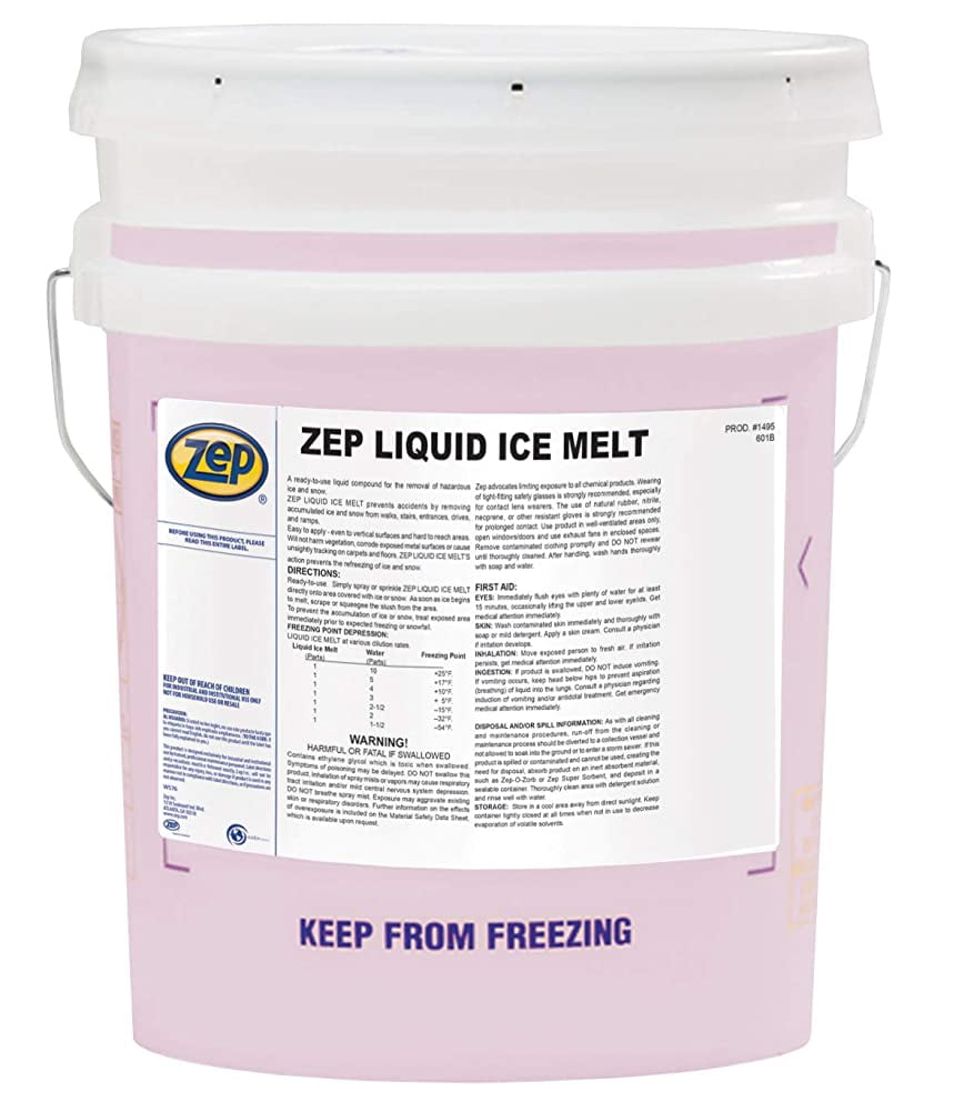 Zep Liquid Ice Melt 5 Gallon 149535(1 Pail) Commercial Strength, Melts Ice and Snow Instantly