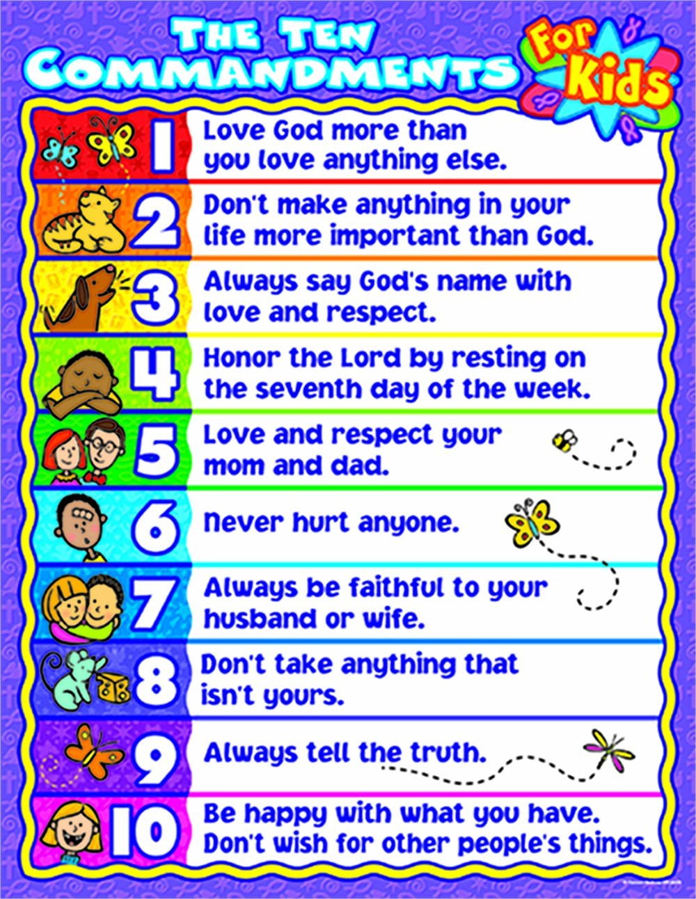 Carson Dellosa Christian The Ten Commandments For Kids Chart (6359), 17 ...