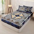 thumbnail image 2 of jejeloiu Vintage Aztec Geometric Zipper Twin Comforter Sets with Fitted Sheet and 2 Pillowcases,Nautical Tribal Zipper Bedding Set For Boys,Blue Gray,Black Reversible,4-Piece, 2 of 7