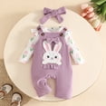 thumbnail image 2 of Tisuna Fall Outfit Set For Kids Girls Elegant Long Sleeve Crew Neck Floral Print Romper And Suspender Pants Headband Outfits Children'S 3 Pieces Casual Wear Clothes Set Size 6-12 Months, 2 of 7