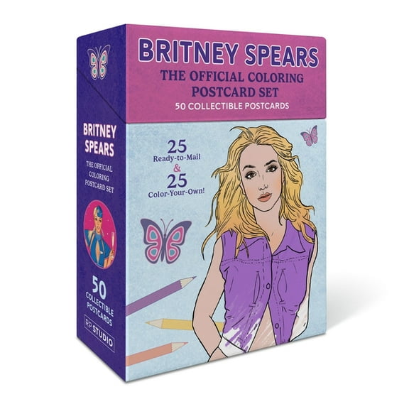 Britney Spears: The Official Coloring Postcard Set: 50 Collectible Postcards (25 Ready-To-Mail 25 Color-Your-Own!), (Hardcover)