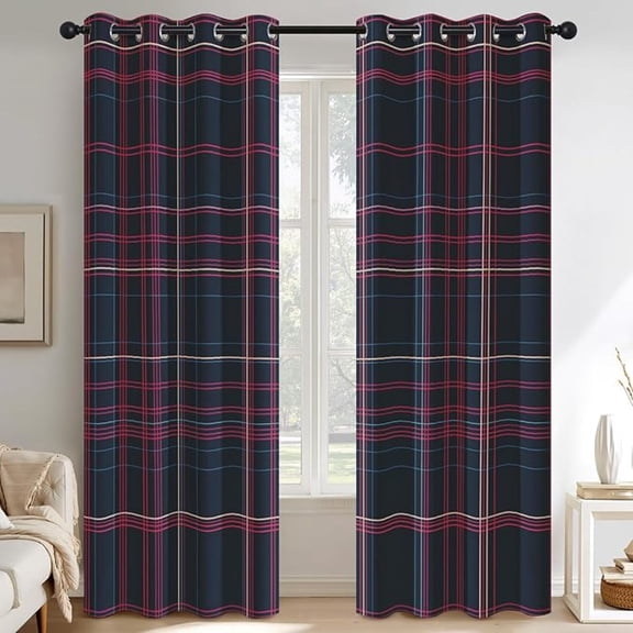 Scottish Tartan Curtains For Bedroom, Lodge Rustic Country Plaid Blackout Curtains Living Room Decor, Buffalo Check Thermal Insulated Grommet Drapes & Home Decor 42"W x 108"L (Pack of 2)