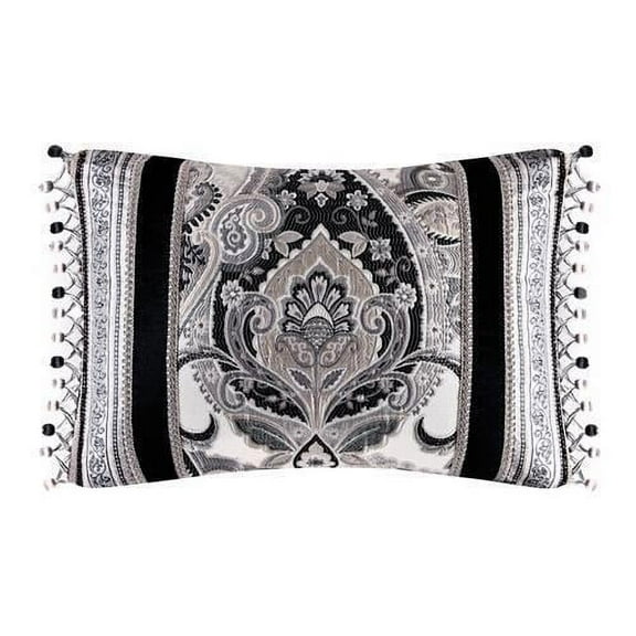 J. Queen New York Guiliana 15-Inch by 21-Inch Oblong Throw Pillow in Silver