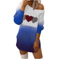 thumbnail image 1 of Pompotops Robe Décontractée d'Automne à Manches Longues Imprimée Tournesol pour Femmes, Épaules Dénudées, Saint-Valentin, 1 of 5