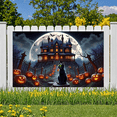 thumbnail image 5 of Halloween Theme Haunted House Design Spooky Black Cat Jack O Lantern Banner for Halloween Party Decoration Outdoor Indoor, 5 of 9