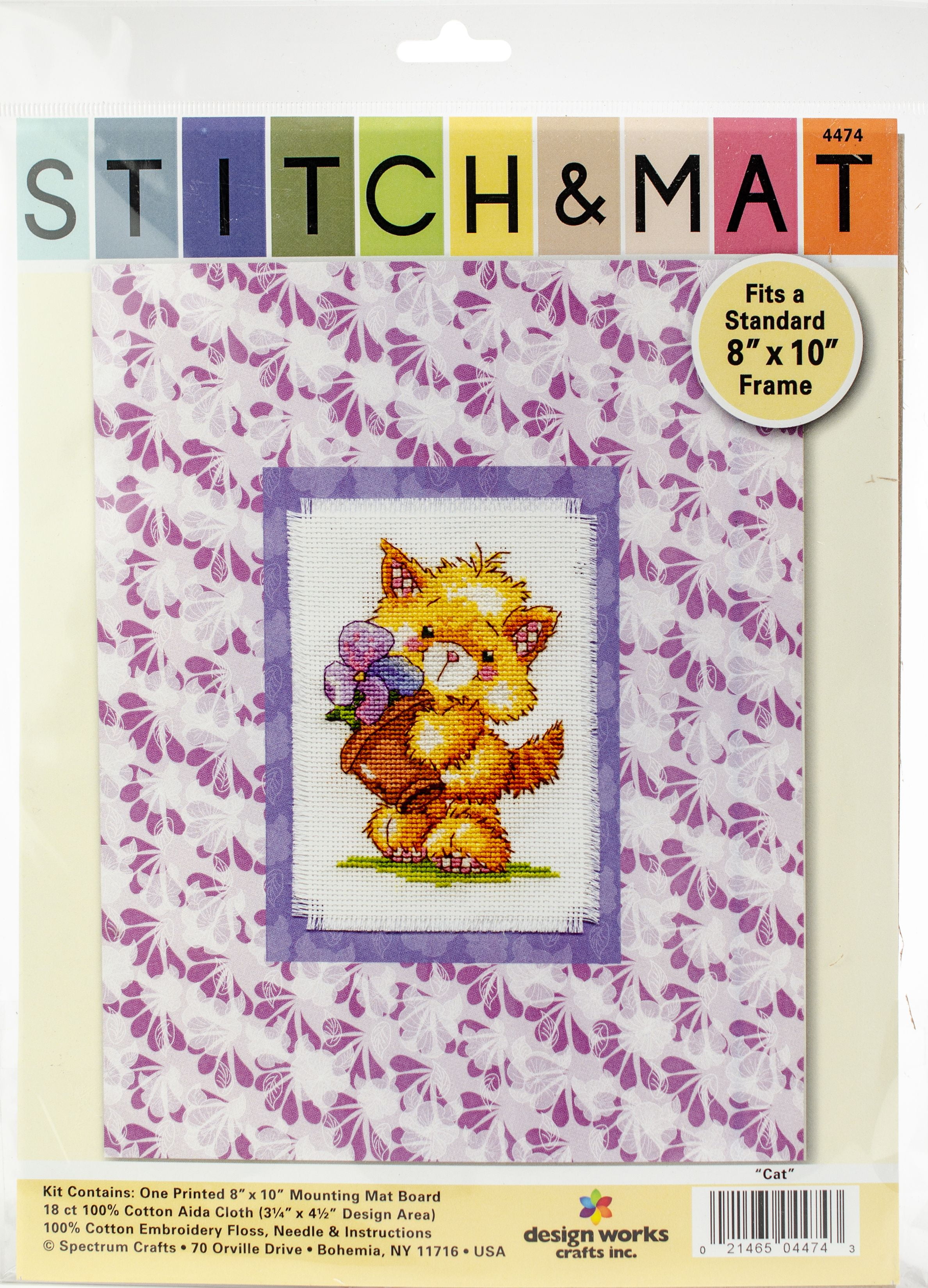 Design Works Stitch & Mat Counted Cross Stitch Kit 3"X4.5"Cat (18