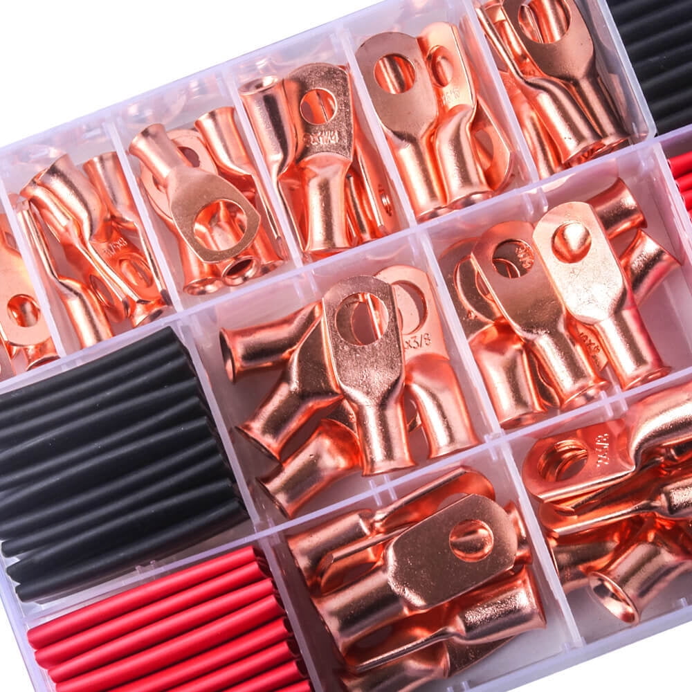 50PCS Copper Ring Terminal Wire Crimp Battery Electrical Cable Lug Connectors
