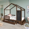 thumbnail image 2 of Castle Place Mid-Century Wooden Canopy Bed, Walnut, 2 of 14