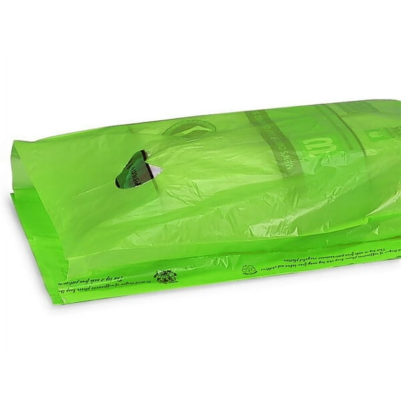 Pack Of 500, 12 x 3 x 18" Solid Citrus Hi-D Recycled Plastic Bags W/Handles .70 Mil Made in USA