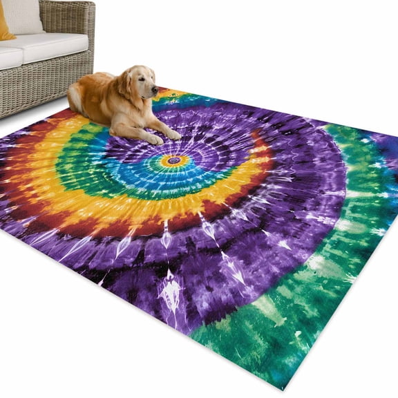 Outdoor Rug 4x6 ft Abstract Ethnic Tie Dye Art Waterproof Outdoor Patio Rug Mat Non Slip Outside Area Rugs Carpet for RV,Camping,Porch,Deck,Pool,Balconybackyard,Watercolor Colorful