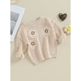 thumbnail image 3 of Bagilaanoe Toddler Baby Girl Knitted Sweater Long Sleeve Floral Pattern Pullover 3M 6M 9M 12M 18M 24M 3T Kids Warm Jumpers Tops Fall Loose Knitwear, 3 of 9
