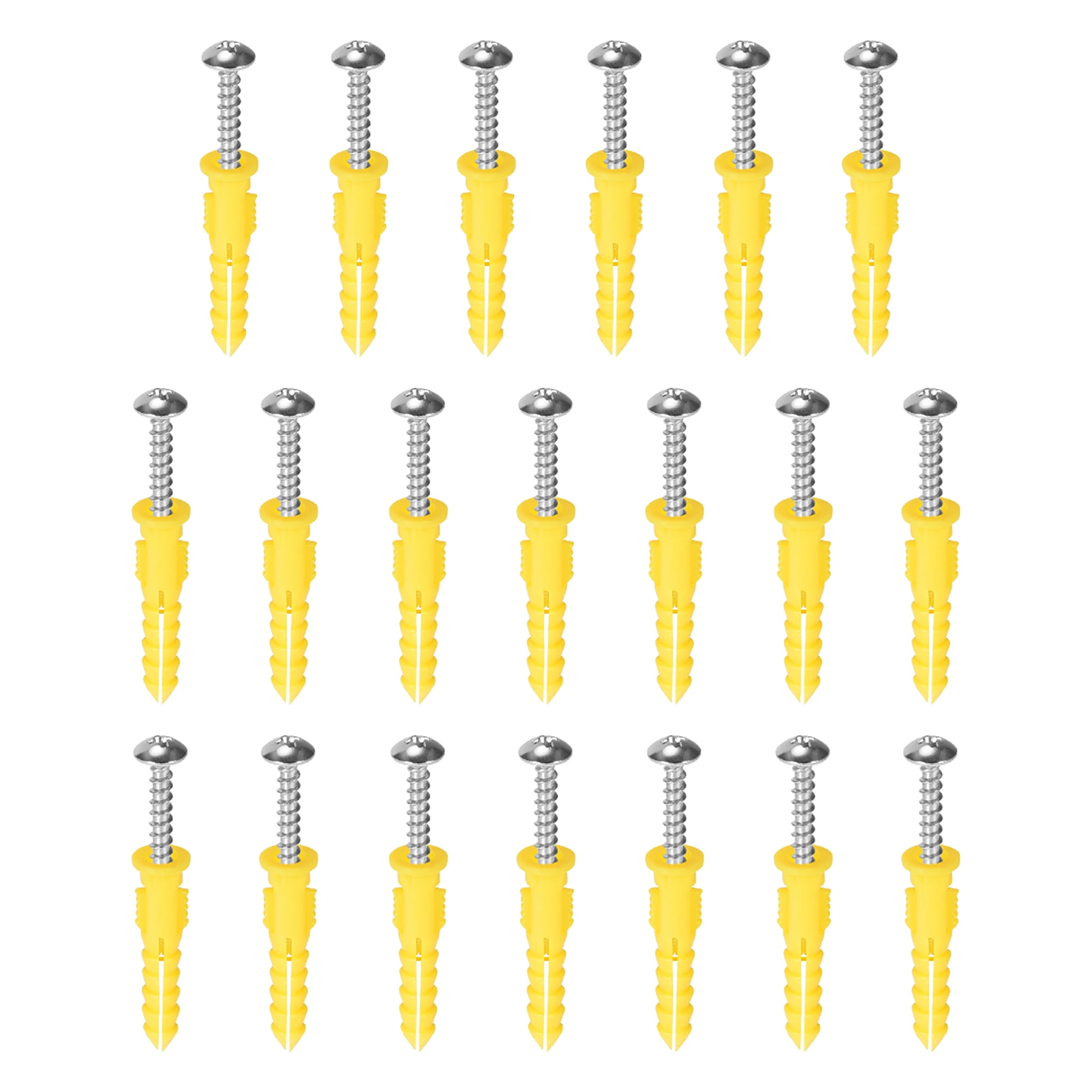6x30mm Expansion Pipe with Screws Plastic Yellow 20 Pack