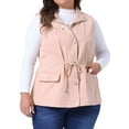 thumbnail image 2 of DARING DIVA Women's Plus Cargo Drawstring Waist Sleeveless Jacket 3X Pink, 2 of 6