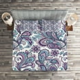 thumbnail image 2 of Ambesonne Paisley Quilted Coverlet 3 Pcs, Bohemic Floral Country, Queen Size, Purple White Blue, 2 of 2