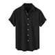 thumbnail image 2 of Camisas Elvqul para Hombre Economicas Negro Manga Corta Liso Solapa Botones, 2 of 7