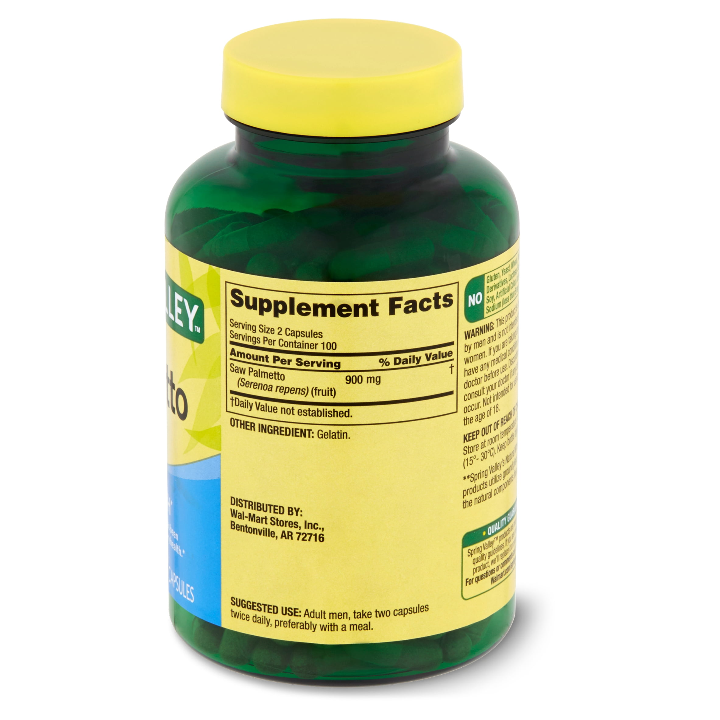 Spring Valley Whole Herb Saw Palmetto Capsules, 450 mg, 200 Ct