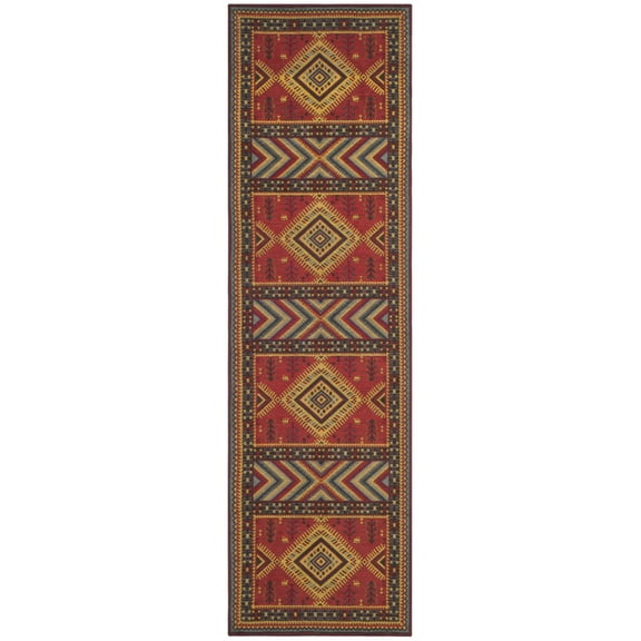 SAFAVIEH Classic Vintage Clarette Chevron Bordered Runner Rug, Orange/Gold, 2'3" x 8'
