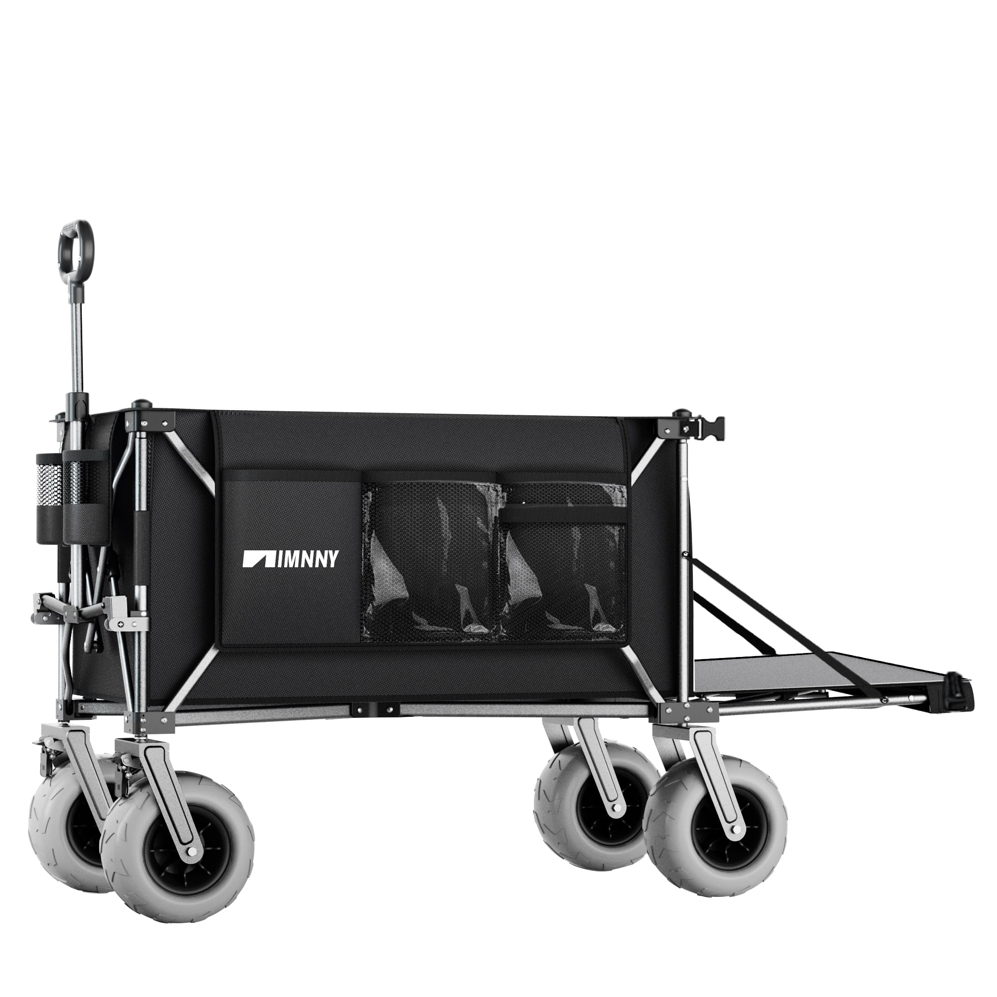 Beach Wagon with 9x4 PU Wheels 500 lbs Capacity Expandable Tailgate 300L Storage Sand Cart