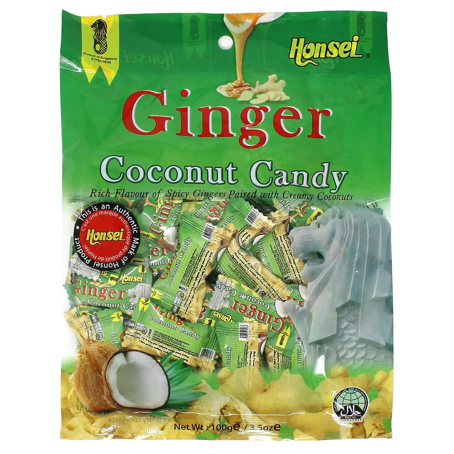 Honsei Ginger Coconut Candy 100g35oz Hard Candy Rich Flavor Of Spicy Gingers Paired With 8949