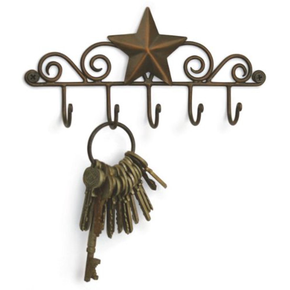 Colonial Tin Star Key Rack Exclusive Key Holder Wall Organizer Aged
