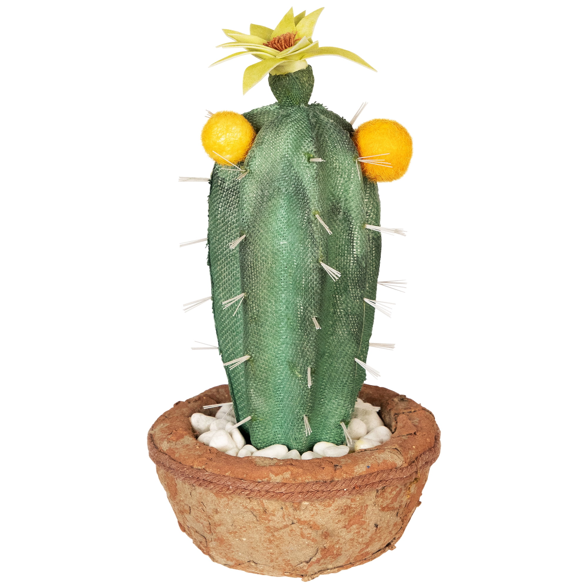 Northlight 12" Flowering Cactus Artificial Potted Plant - Green/Brown