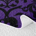 thumbnail image 5 of Homewish Classic Damask Skull Twin Quilt Set for Boys Girls, Violet Vintage Gothic Floral Twin Coverlet Set, 2 Pieces, 5 of 7