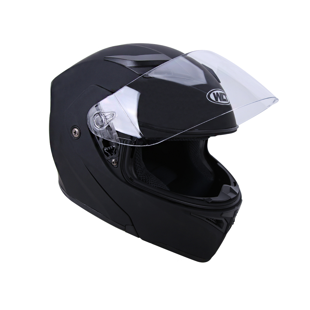 Oumurs DOT Black Motorcycle Modular Flip-Up Helmet, Dual Visors, Street Bike Touring, XL