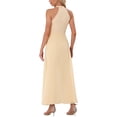 thumbnail image 3 of INSPIRAR CHIC Mono Elegante de Mujer con Cuello Halter Sin Mangas Mono Formal de Pierna Ancha L Albaricoque, 3 of 6