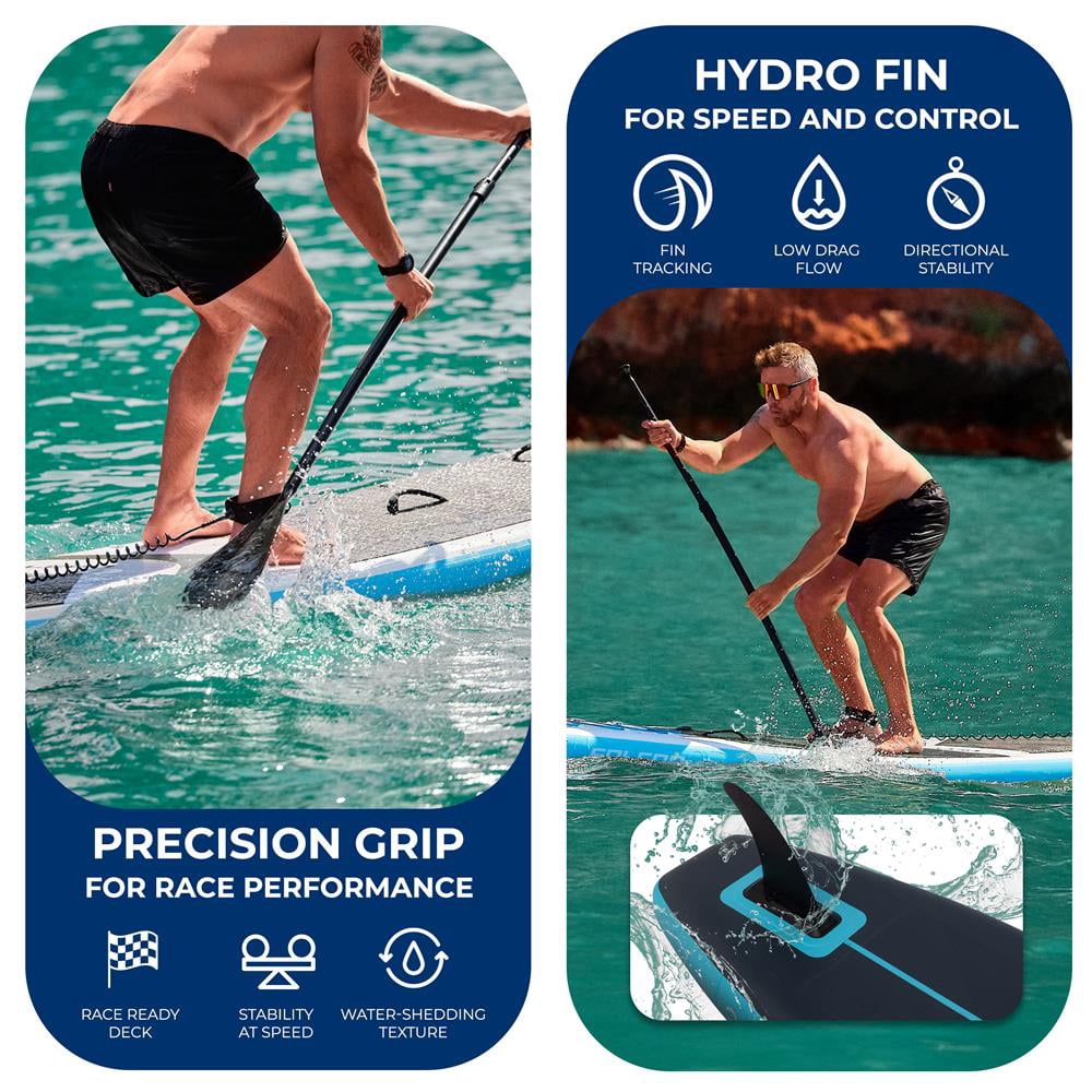 SereneLife 14 Inflatable Stand Up Paddle Board for Racing - 28 Narrow Design for Expert Paddlers with Non-Slip EVA Deck Pad, Includes Premium SUP Accessories, for Youth and Adults 275 lbs. Capacity