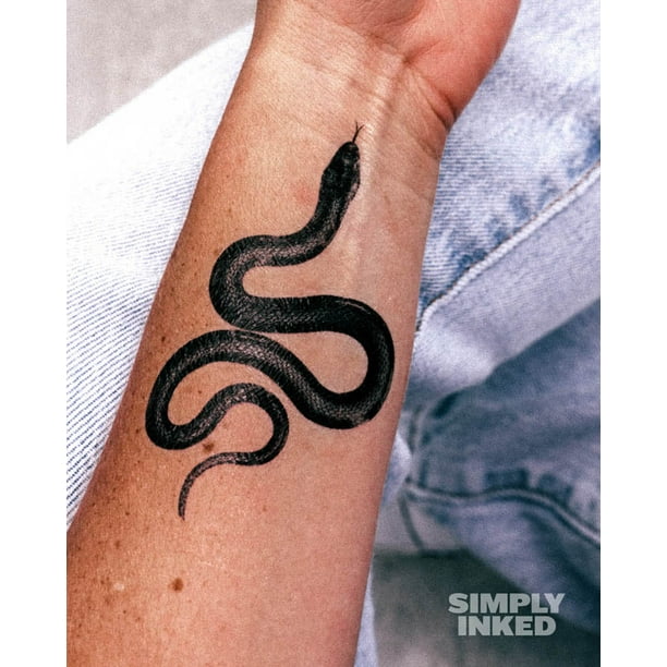 Simply Inked Snake Tattoo, The Best Cutest Animal Tattoo Sticker, Body Arts  Tattoo Inspired - Colour: Black for All Occasion 