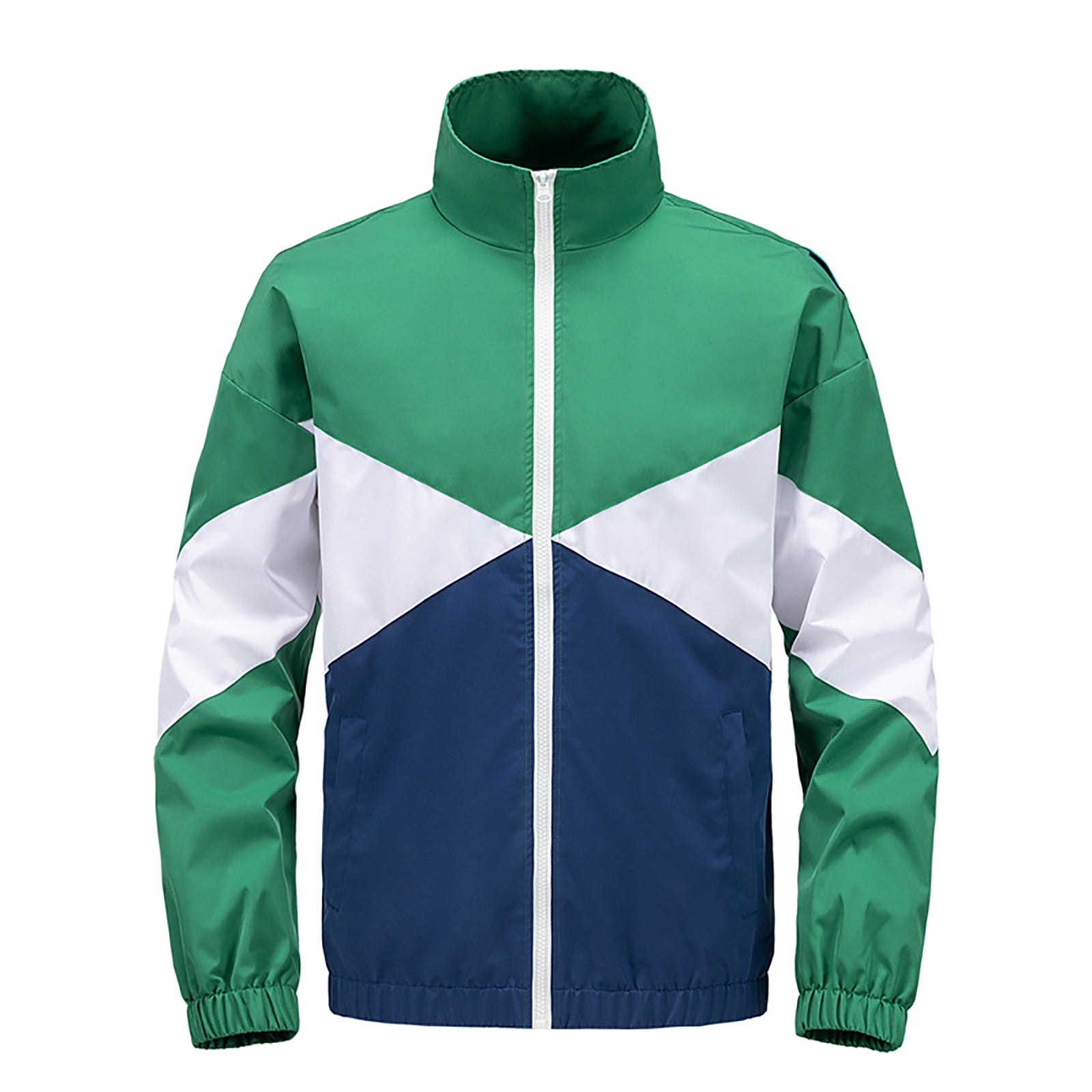 LOVZFMLL Jackets for Men's Color Block Sports Zipper Pocket Long