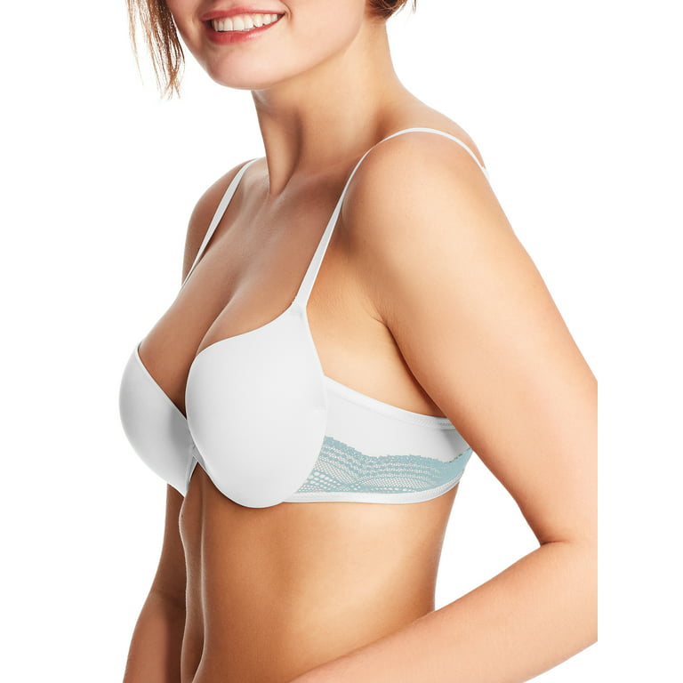 Maidenform Love The Lift All Over Lace Push Up Bra Dm9900 In A9pc - White  With Blue Bling