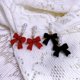 thumbnail image 3 of Pendientes de plata S925 con forma de lazo rojo vintage con aguja y perlas, pendientes de lujo con luz de nicho, pieza de moda versátil, 3 of 4
