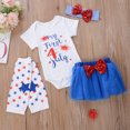 thumbnail image 2 of Kiapeise 4th of July Baby Girl Outfit American Flag Romper+Tutu Skirt+Headband, 2 of 6