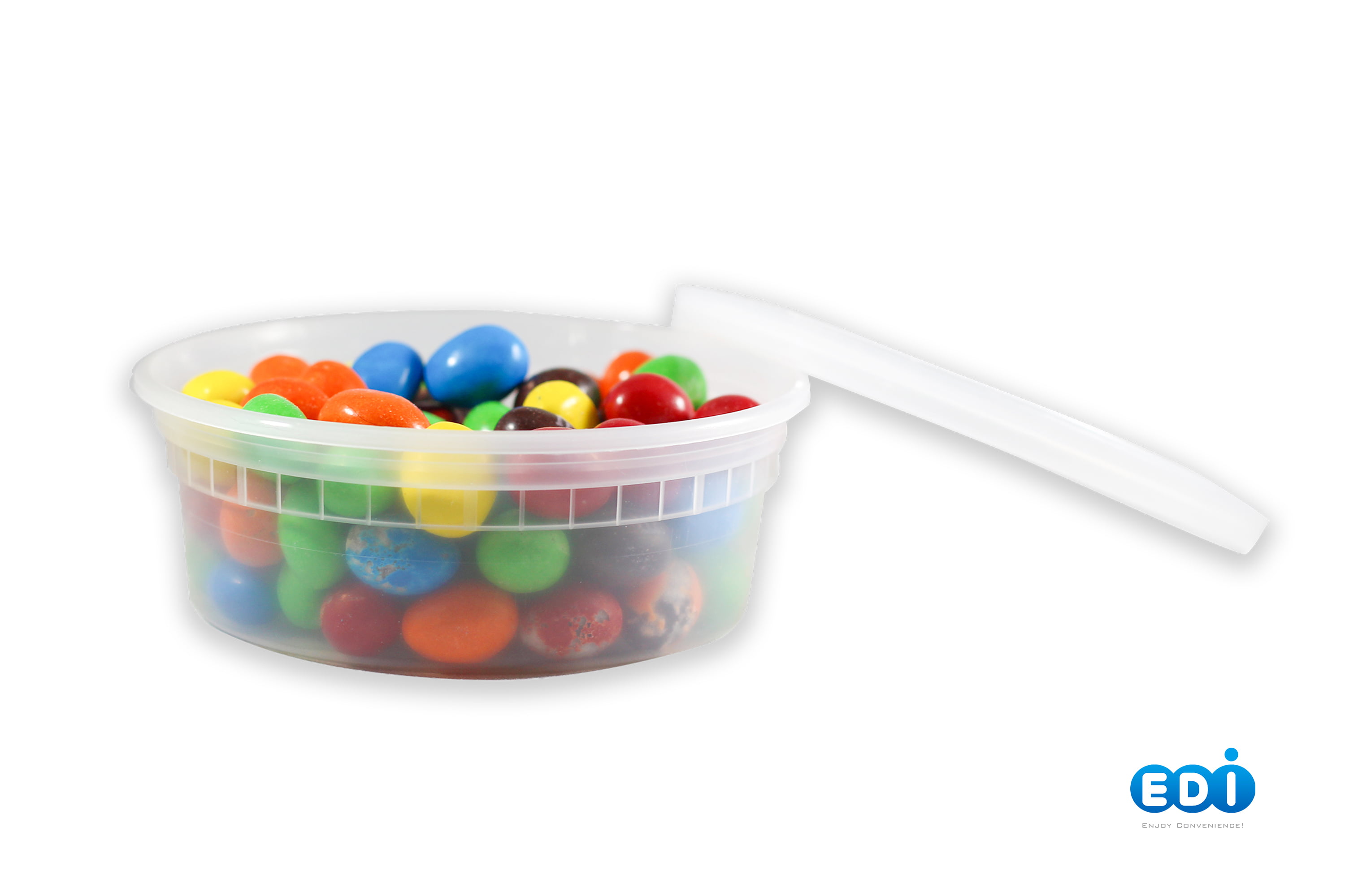 Edi Wholesale 250 Sets Microwavable Translucent Plastic Soup Food Deli Container with Lid (8oz)