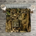 thumbnail image 3 of Ambesonne Fantasy Quilted Bedspread Set 3 Pcs, House Tree, King Size, Umber Brown, 3 of 3