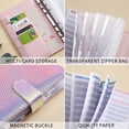 thumbnail image 5 of BE-TOOL Notebook Binder Set with English/Color Sticker Separators Pockets Budget Sheets PU Leather Laser Pink, 5 of 9